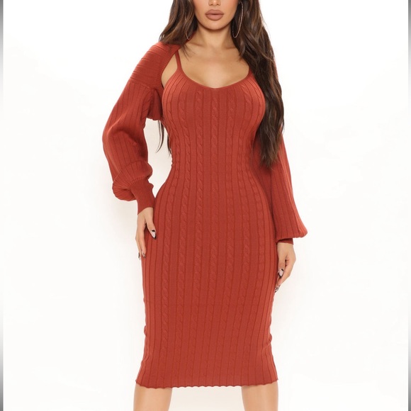 Fashion Nova Dresses 8 Fashion Nova Two Pic Dress Set Color Rust